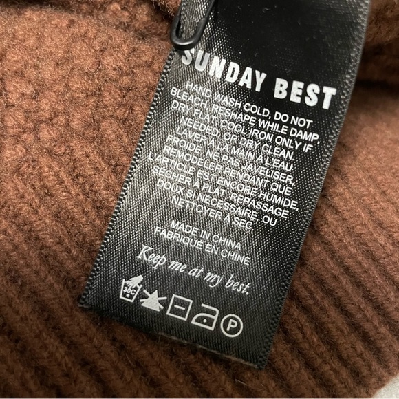 Aritzia Sunday Best Lottie Sweater Brown Wool Blend Crochet Squares Women’s 2XS - Picture 13 of 14